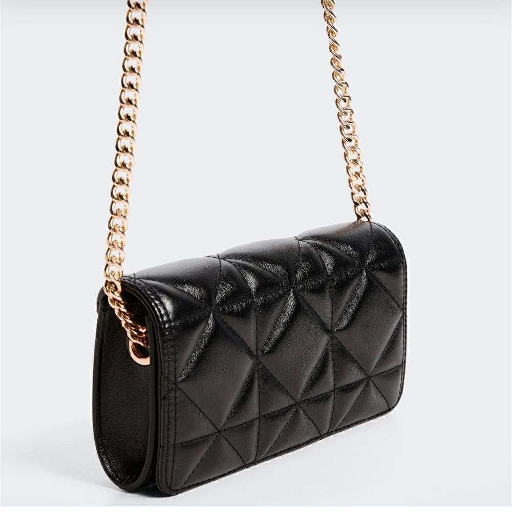 MANGO Quilted bag with chain handle in black NWT
